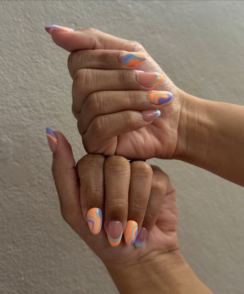 Almond Rainbow Nails