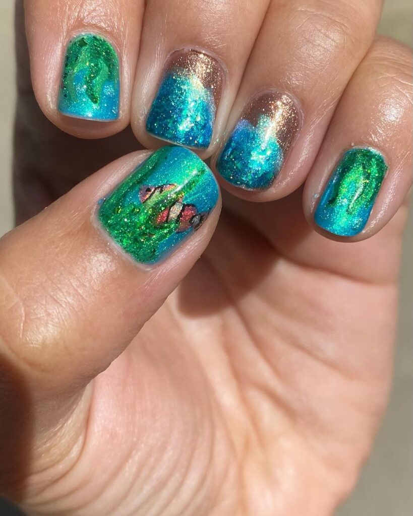 Beachy Square Nails