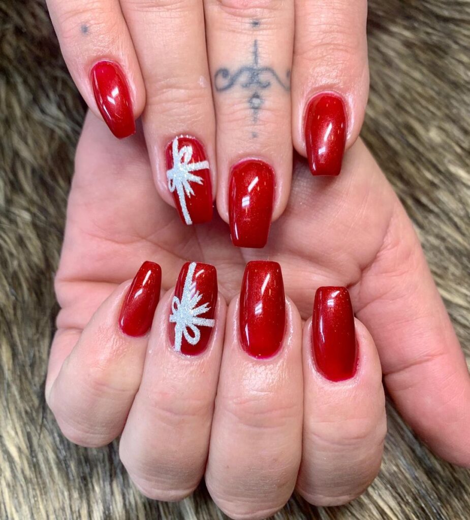 Bow Crystal Nails