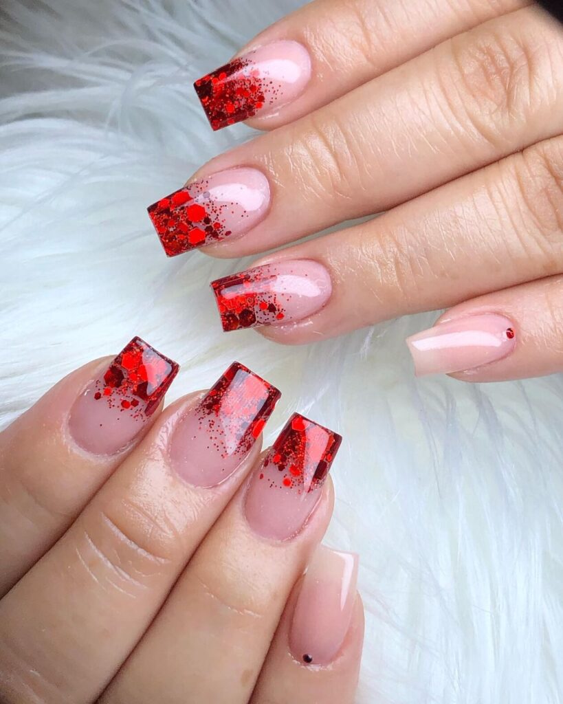 Flare Red Tip Nails