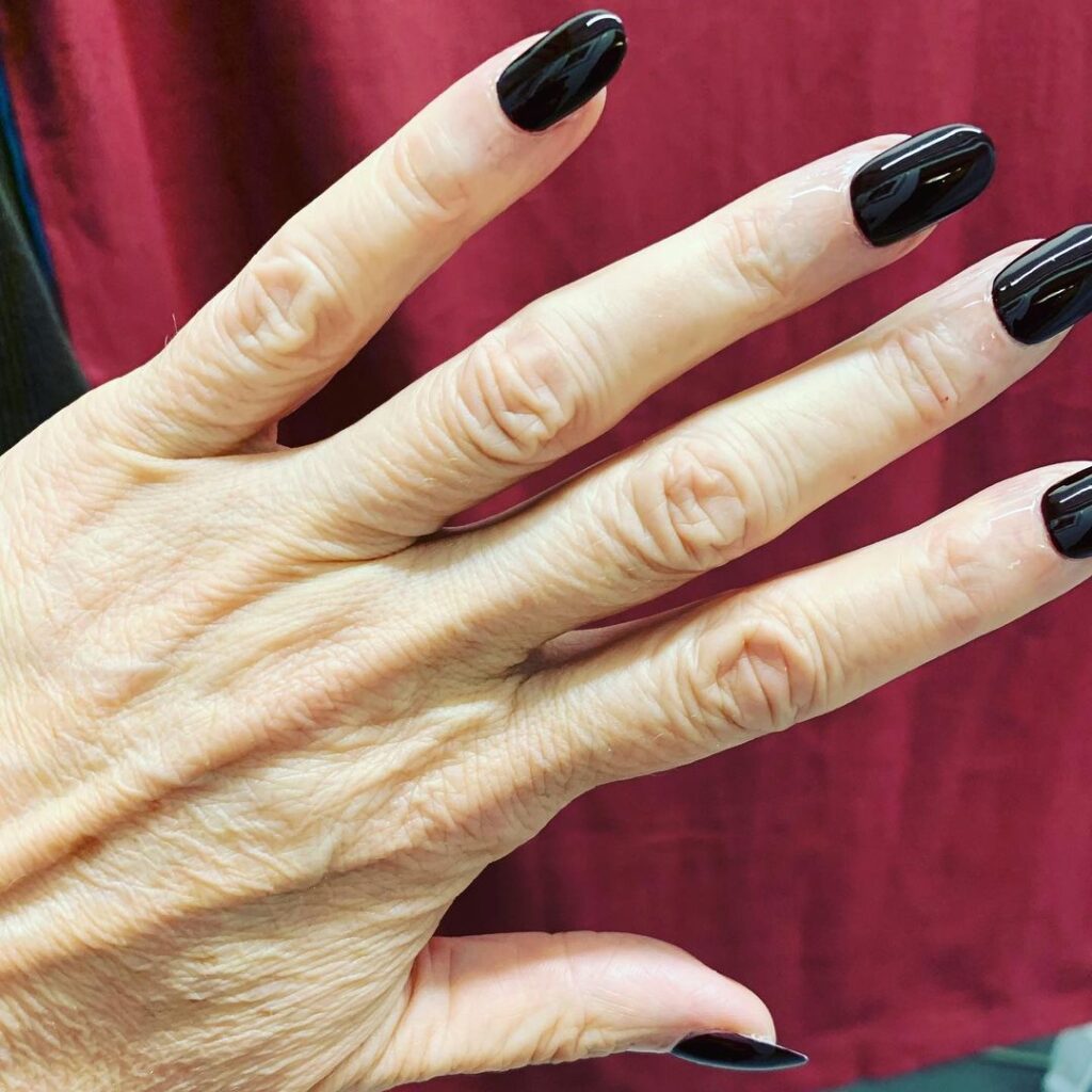 Gel Black Oval Nails