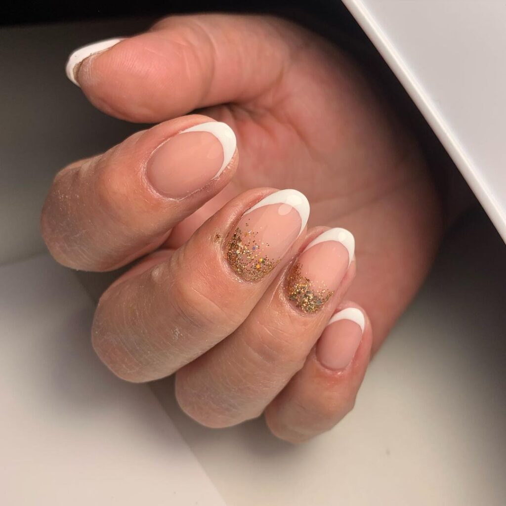 Golden French Nails