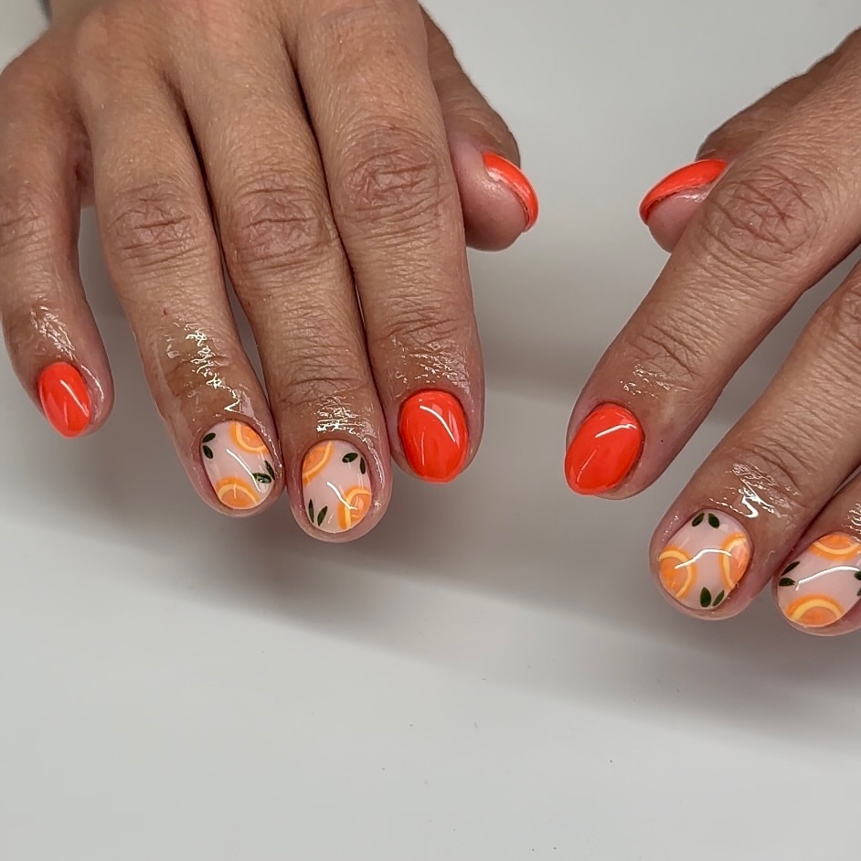 Round Orange Nails