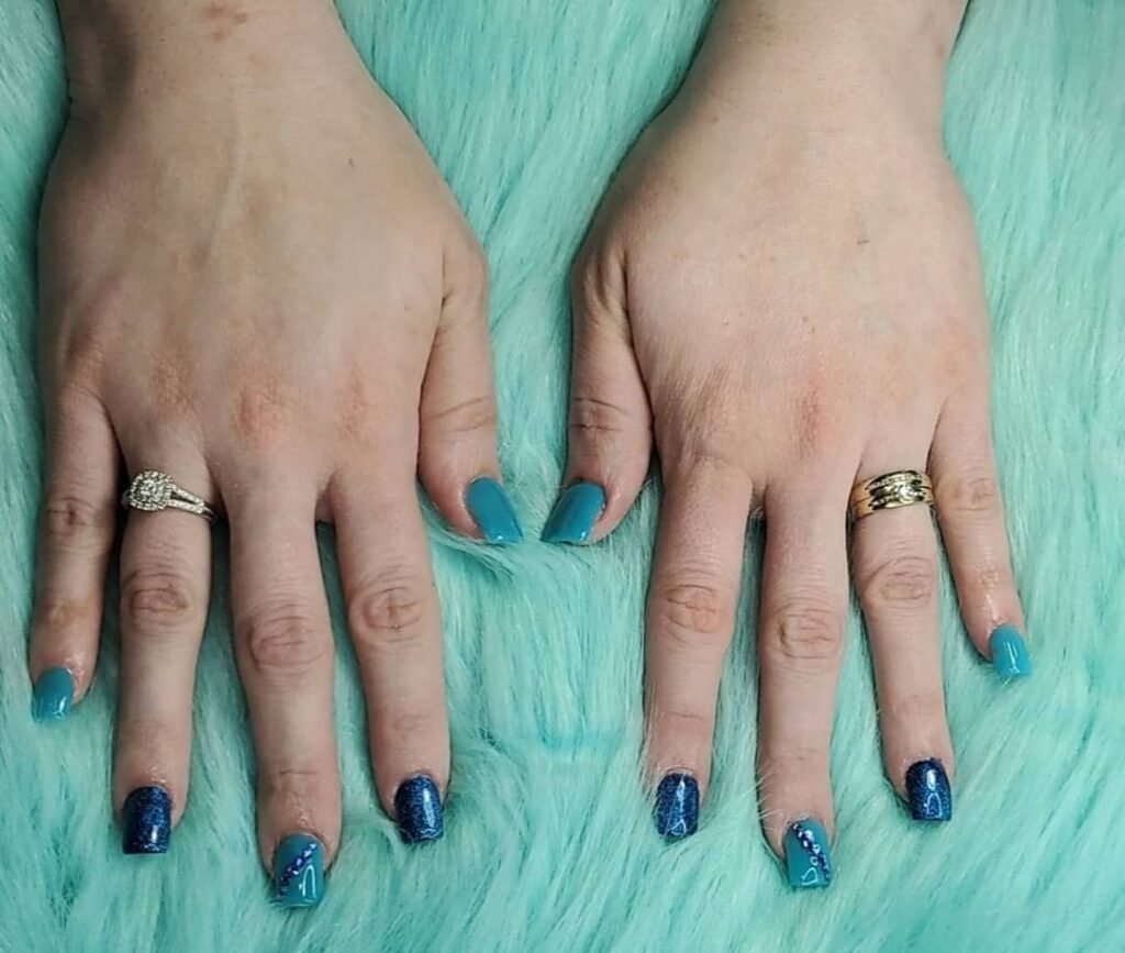 Watery Blue Square Nails