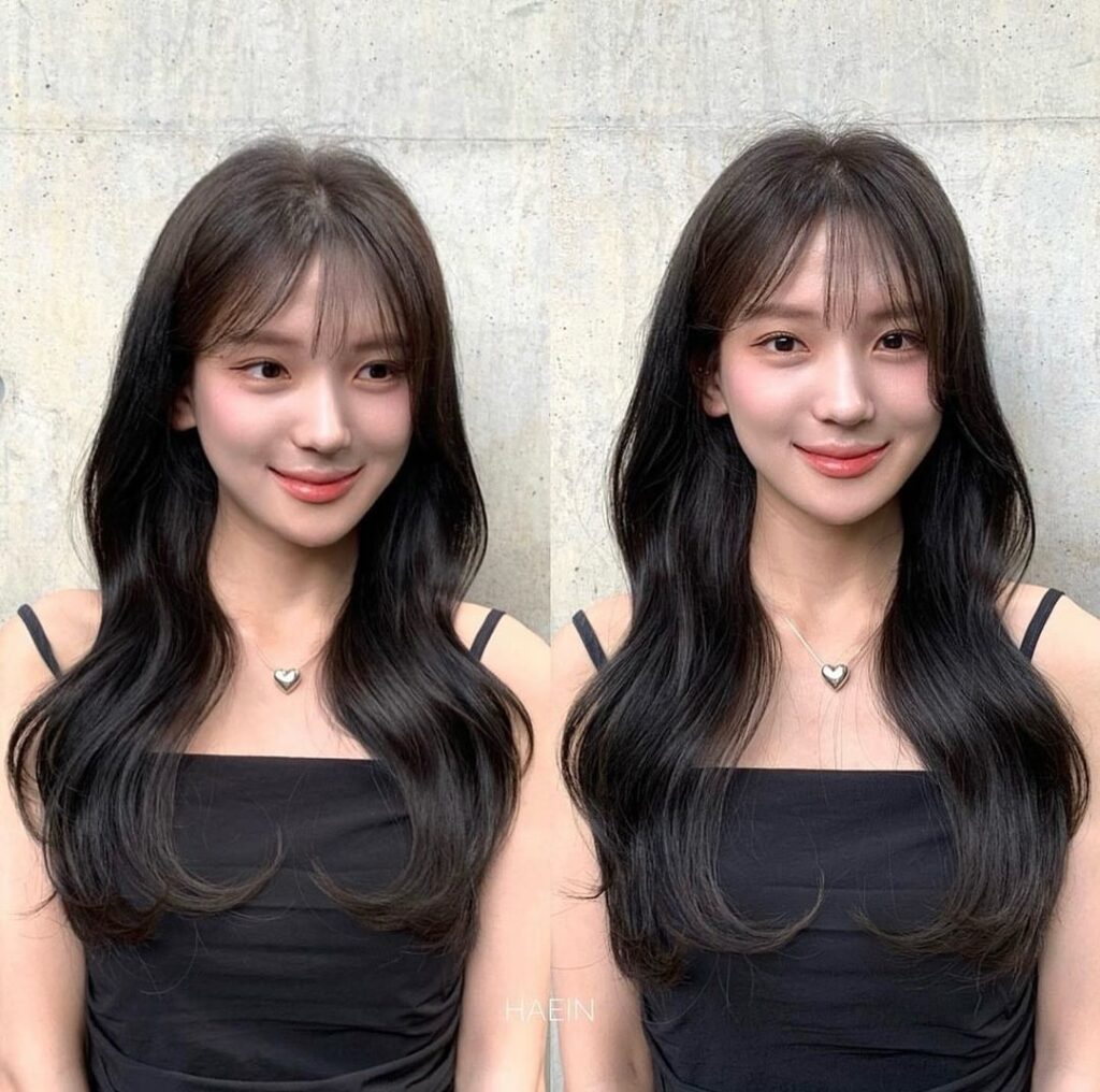 Wavy Hair With Bangs Korean Haircut