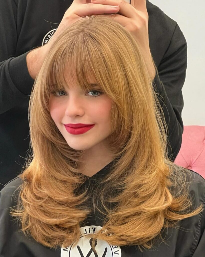 Blonde Curtain Bangs Korean Haircut