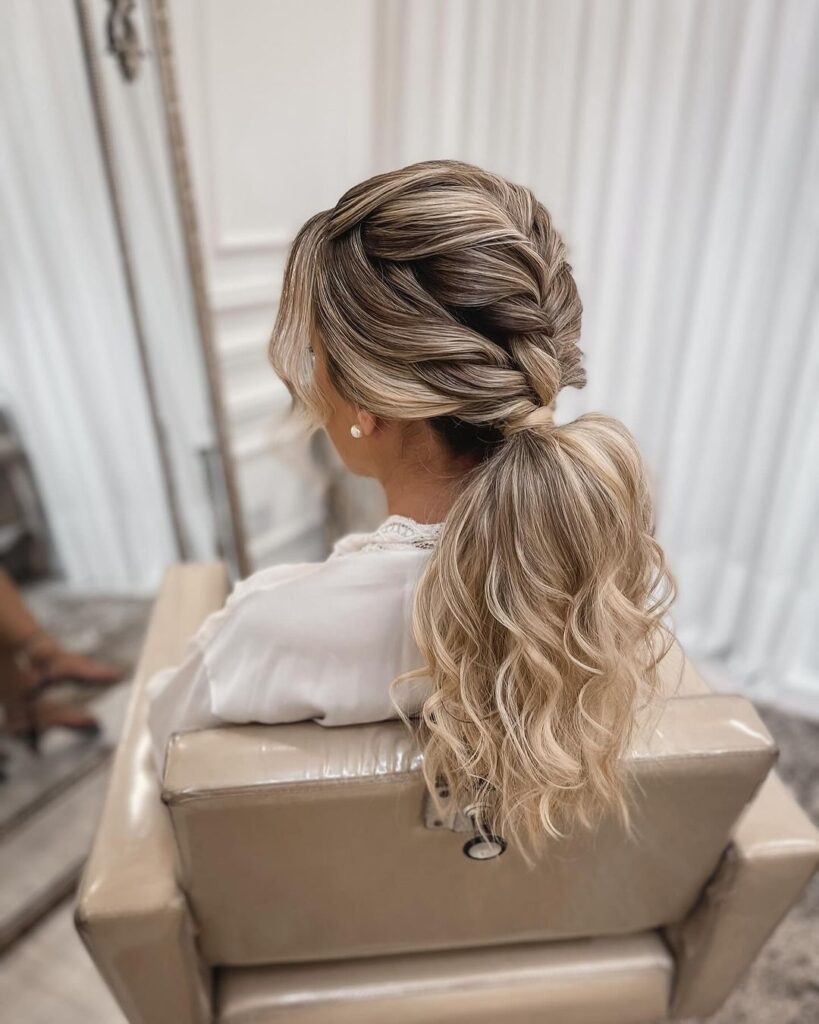 Upper Braid Prom Ponytail