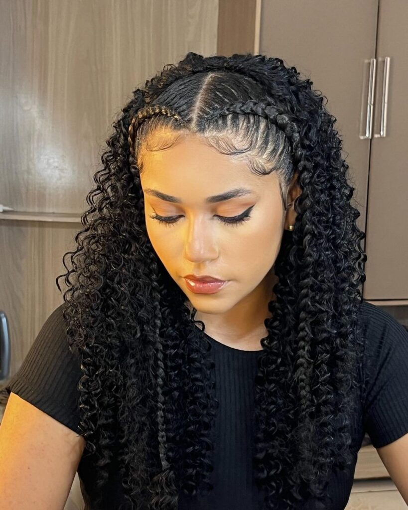 Box braids interwoven with thin microbraids