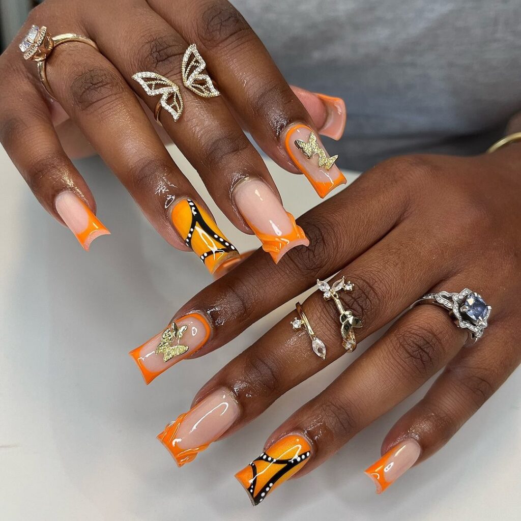 Square nails with deer antler designs