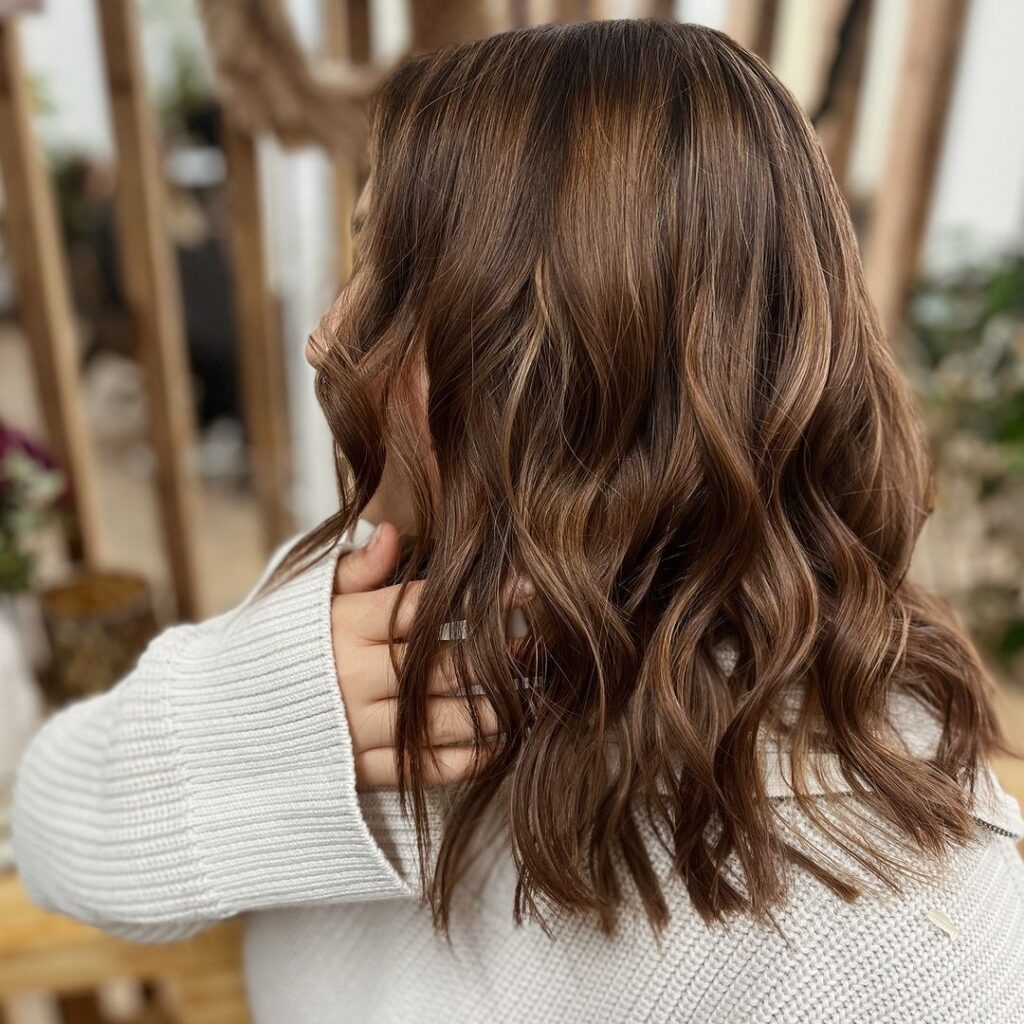 Brown hair with caramel highlights