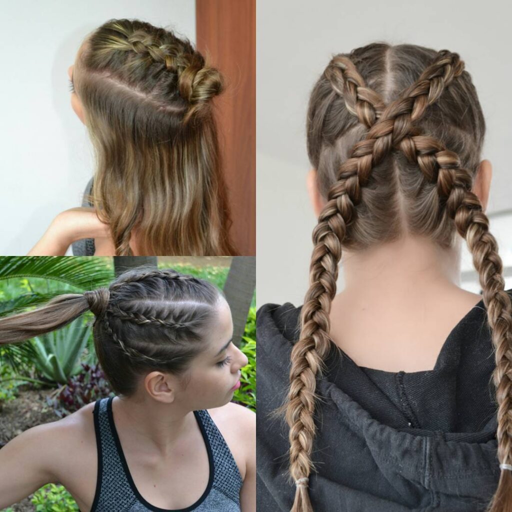 Tight braids running along the scalp