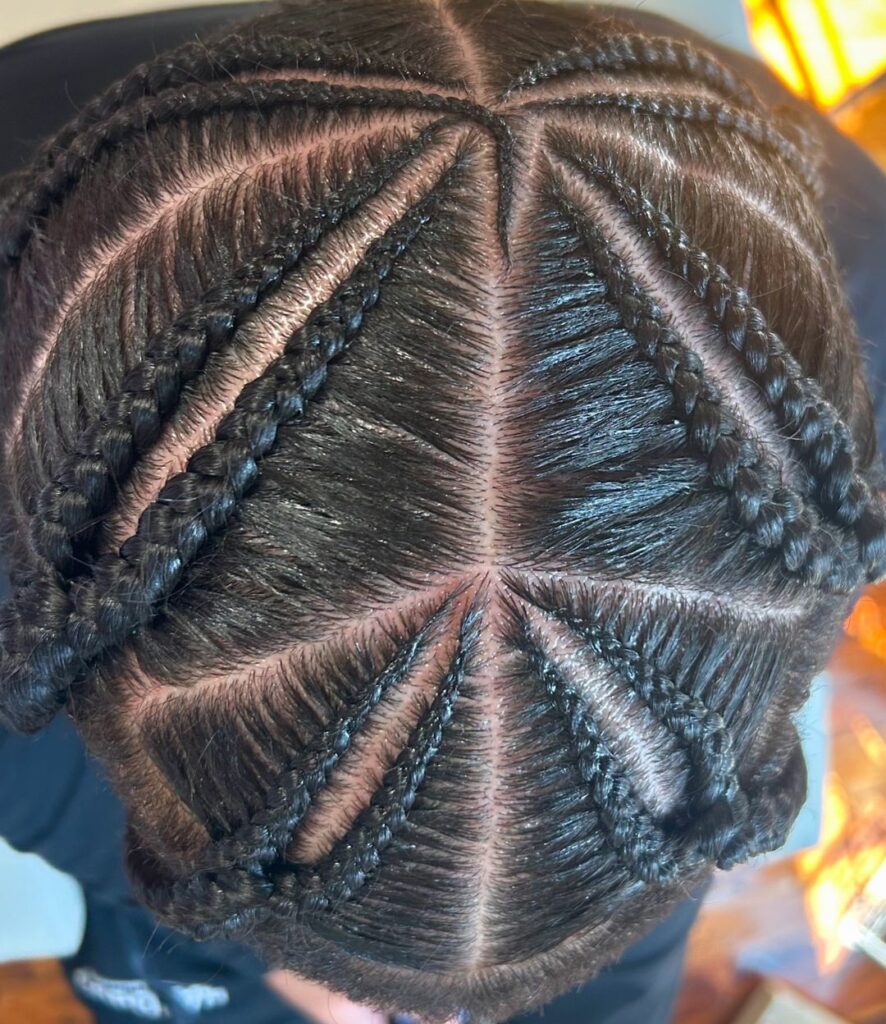 Cornrows transitioning into box braids