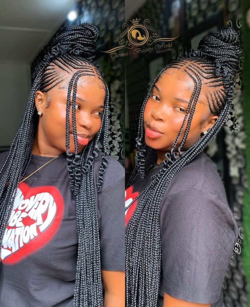 Long, neat rows of feeder braids