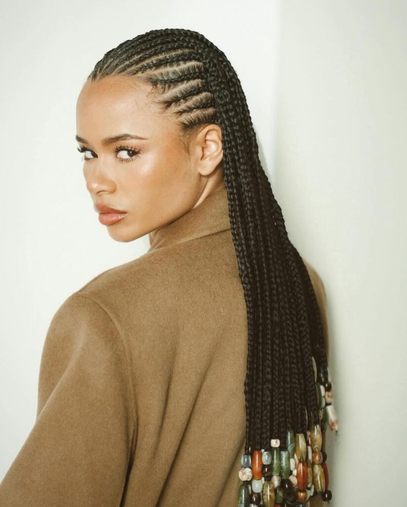 Traditional Fulani-inspired wedding box braids hairstyle