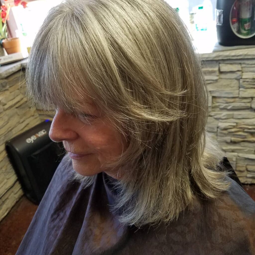 Silver layered cut, voluminous, age-defying style