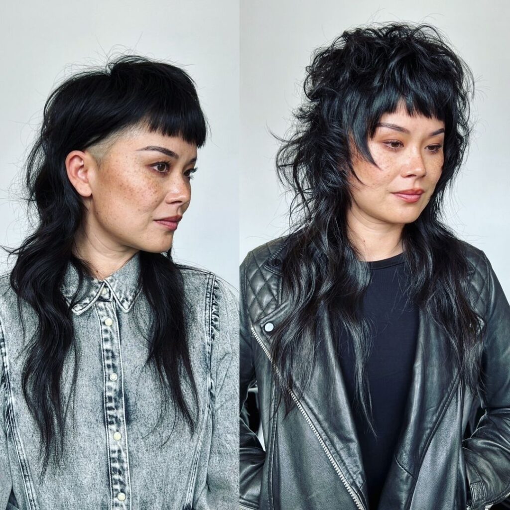 Edgy mullet with shaggy layers and bangs