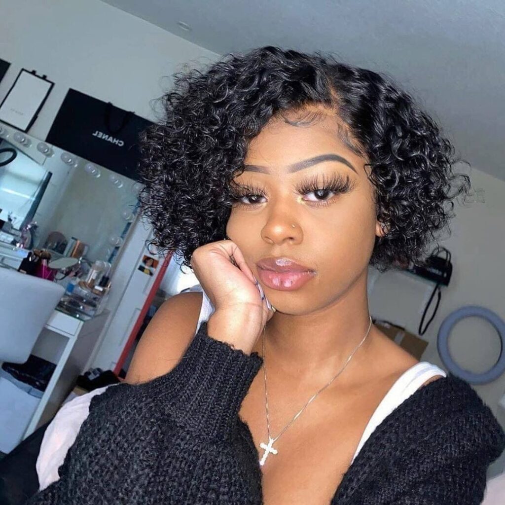 Curly short bob, pixie-inspired, summer-friendly