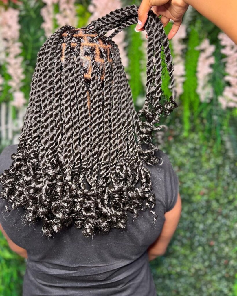 Twisted box braids, protective bridal style