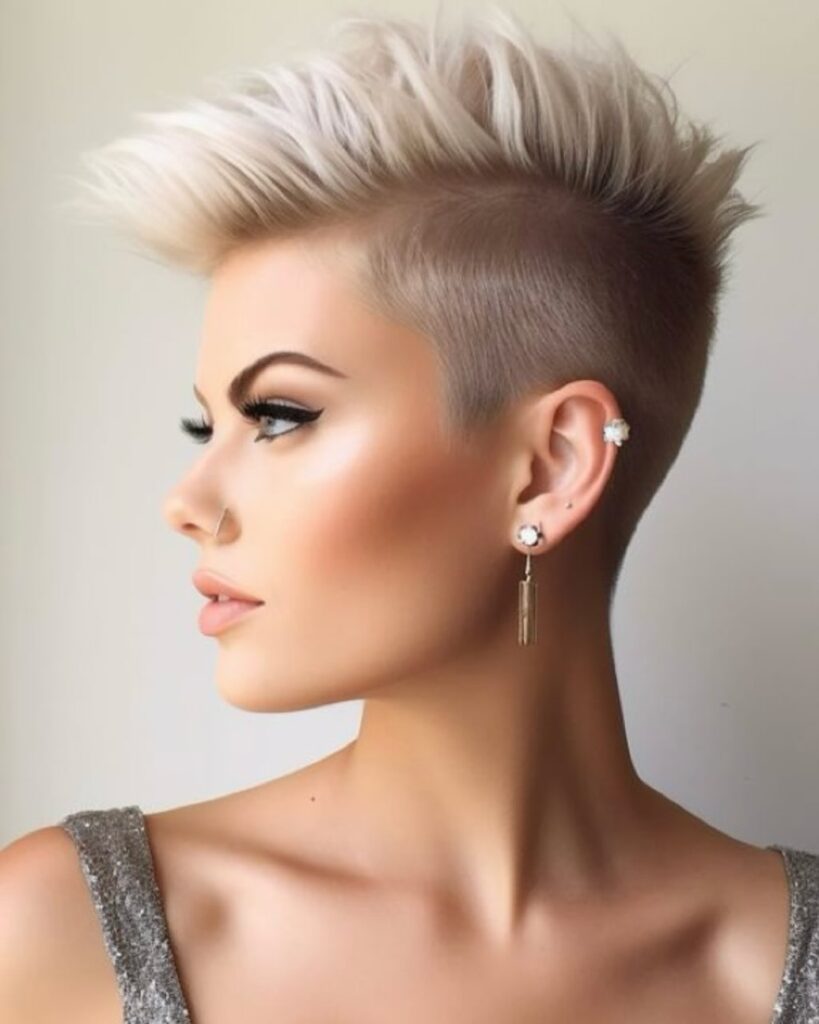 Short sides, long top mohawk pixie