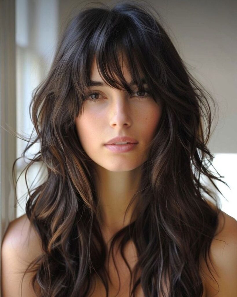 Medium-length wavy hair with layered cut