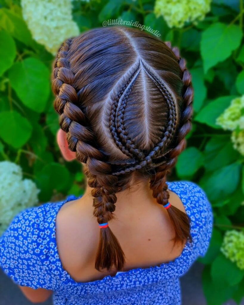 Detailed Dutch braids with inner crisscross braids