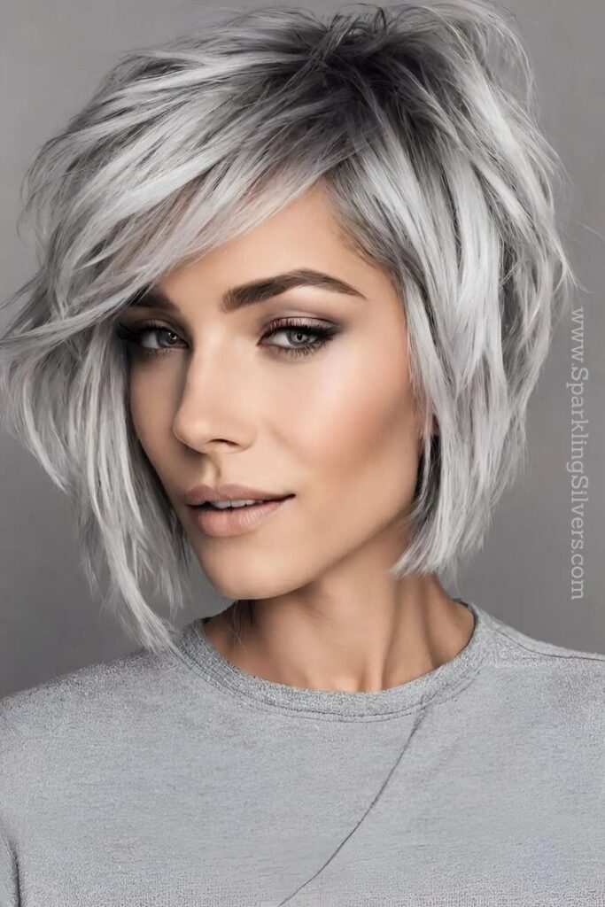 Blunt-Cut Grey Bob for Sleek Style