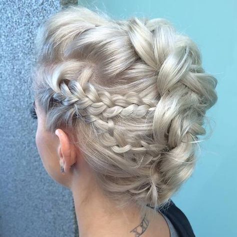 Edgy braided mohawk with curls