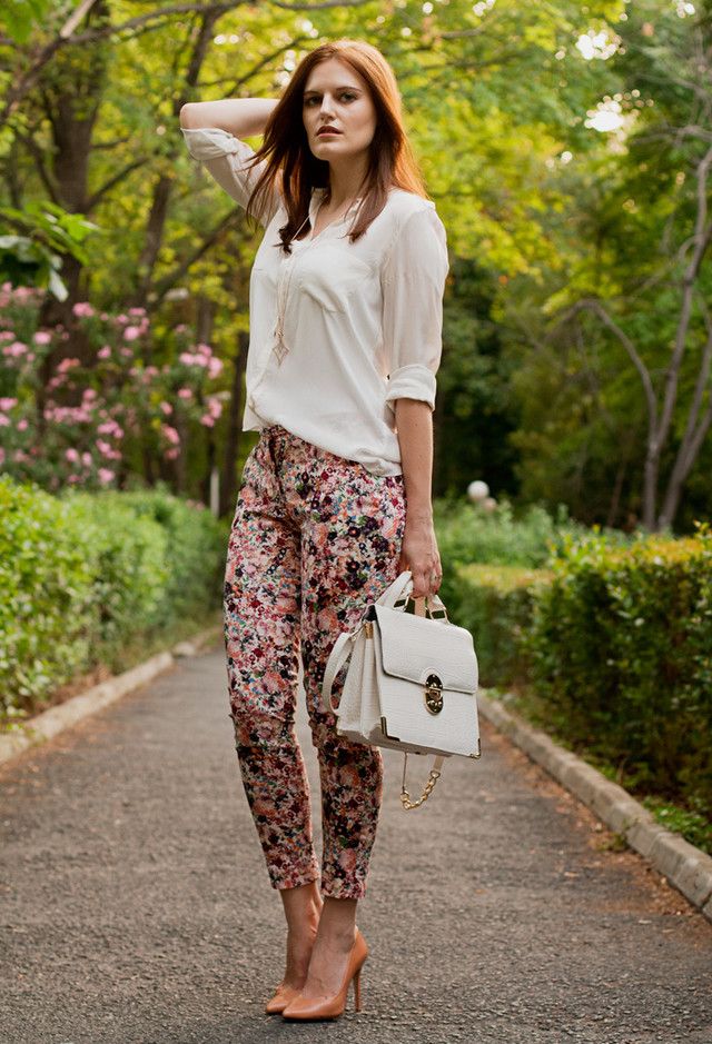 "Essential classic tees styled with printed pants for a laid-back look."