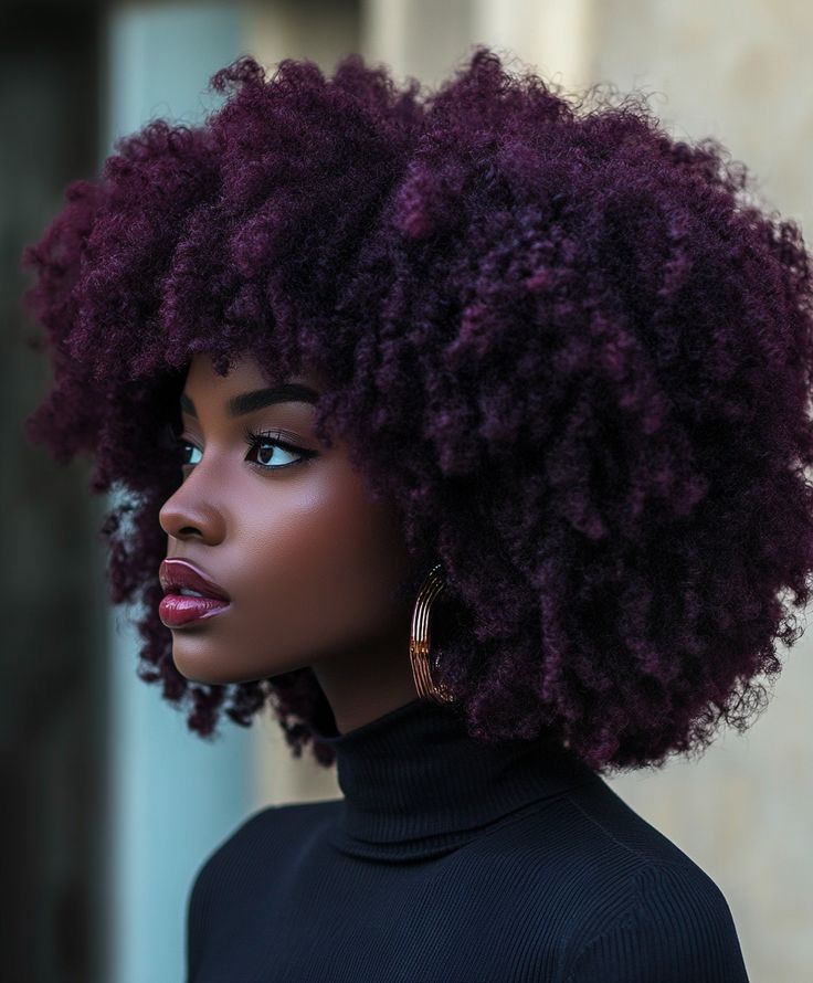 Rich Plum Afro for Elegance
