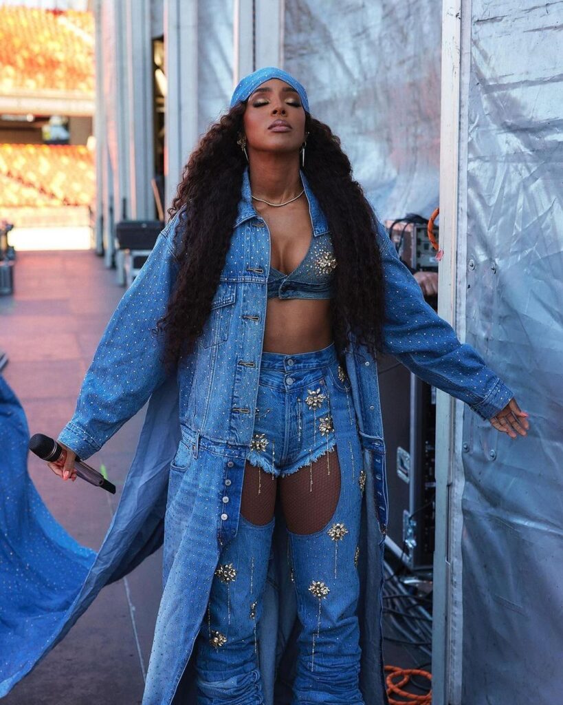 Double denim for a bold look.