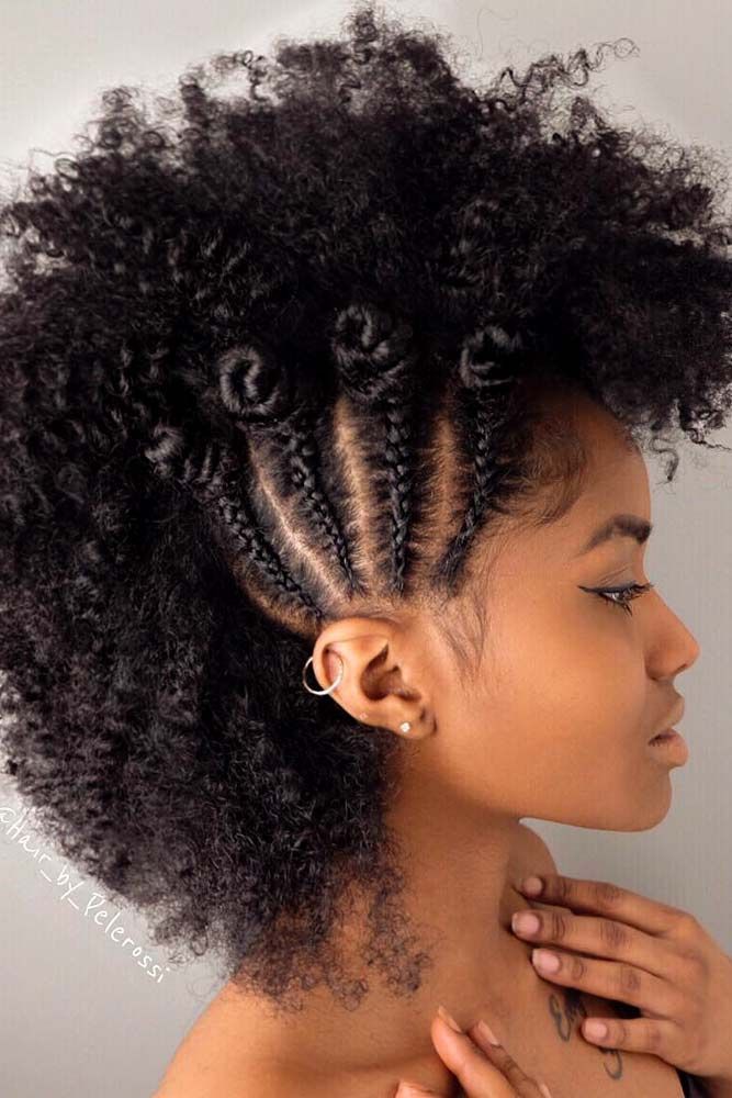 Playful faux hawk with curls