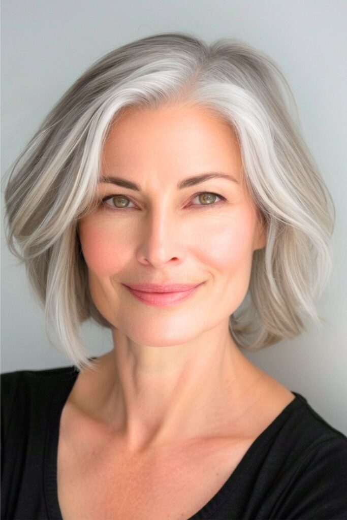 Wispy Grey Bob with Delicate Ends