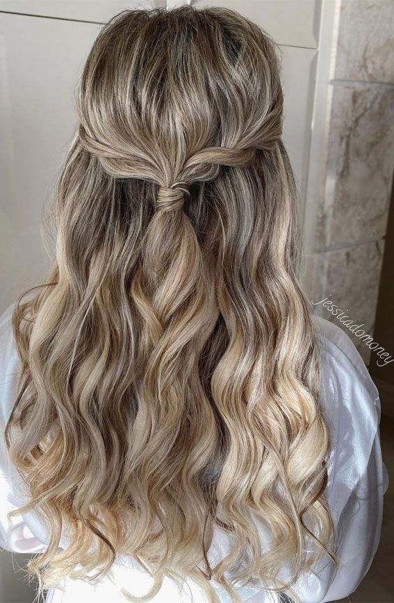 Half-up style with loose curls