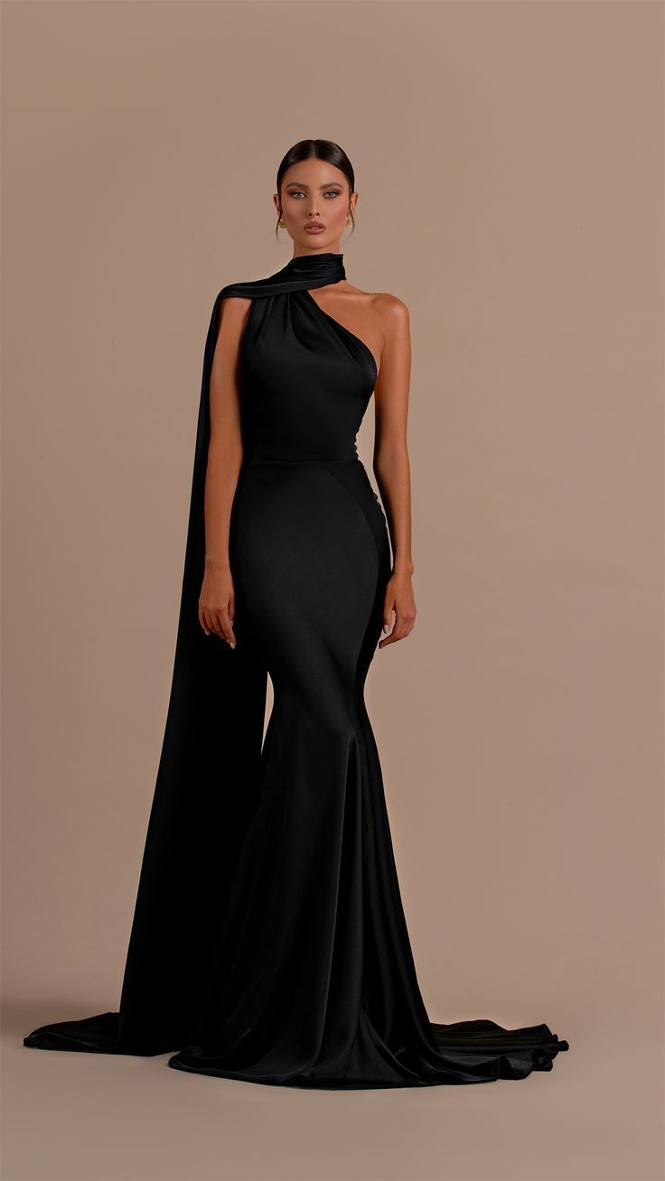 High neckline, sophisticated sleek look.