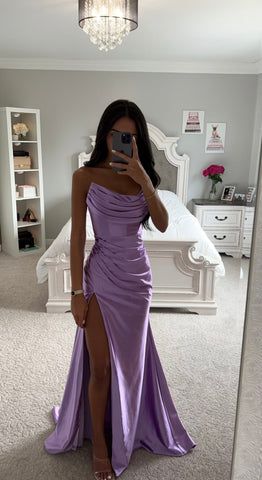 High-Slit Satin Dress Drama