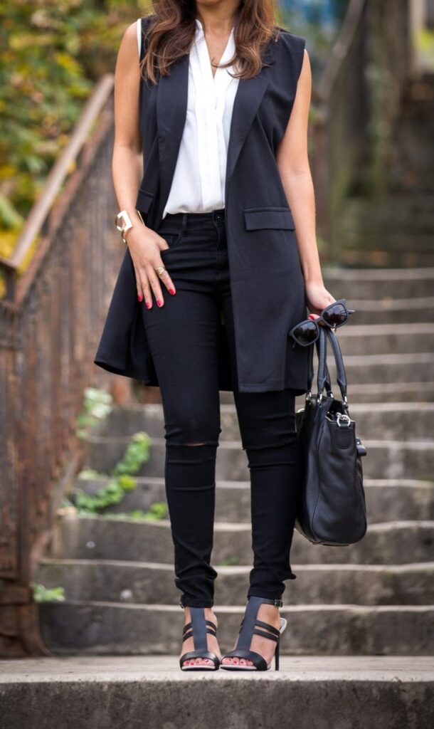 Stylish layered outfits featuring vests.