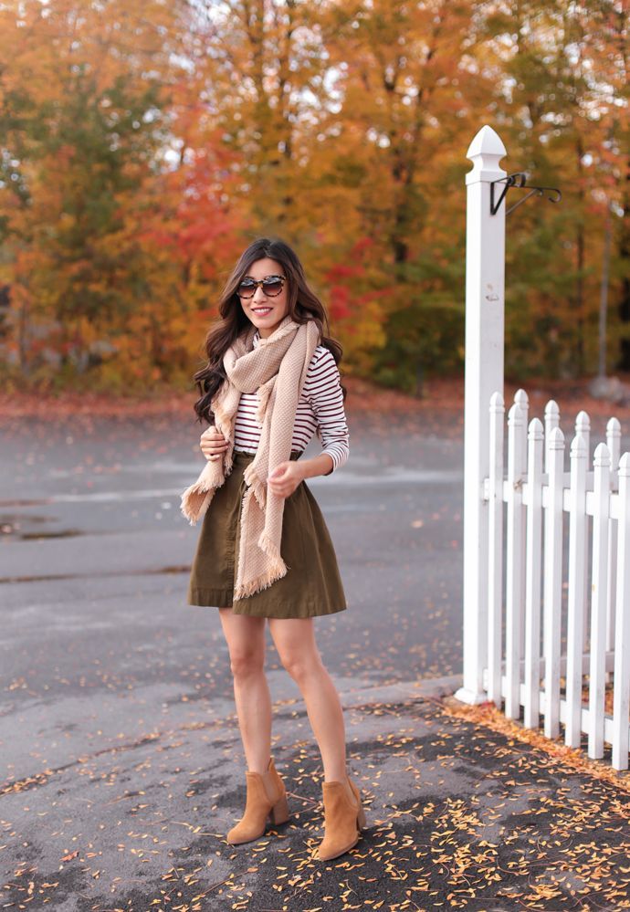 Stylish matching brown boots ensemble.