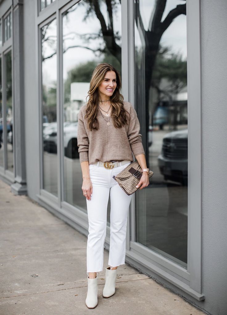 Cozy matching neutral sweater pairings.