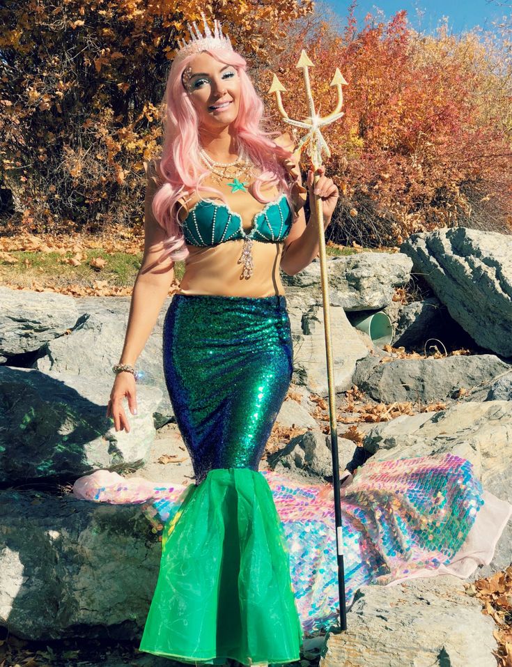 "Soft pastel mermaid costume perfect for a dreamy appearance."
