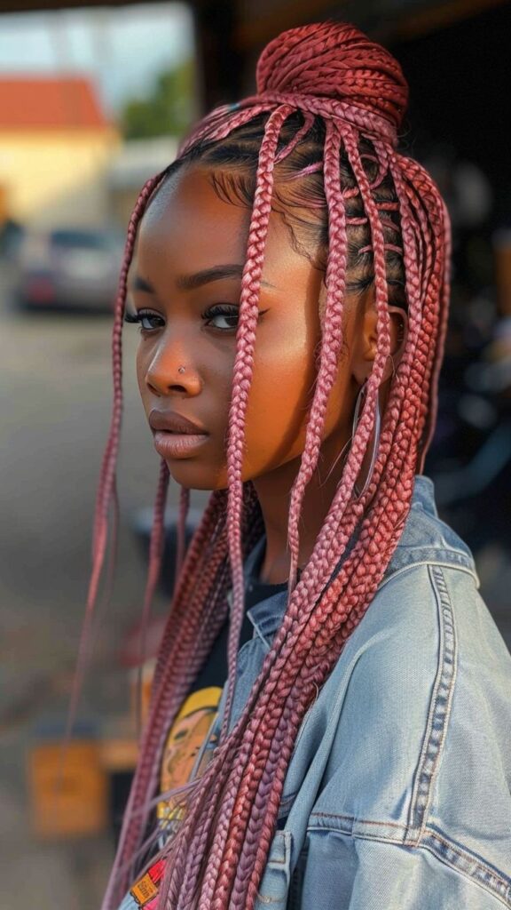 Trendy Rose Gold Braids Style
