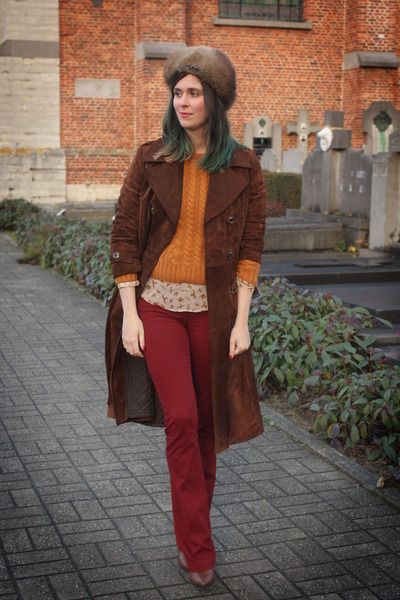 Warm rust and maroon fall palette.