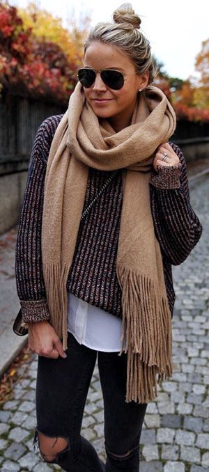 Cozy scarves complete fall outfits