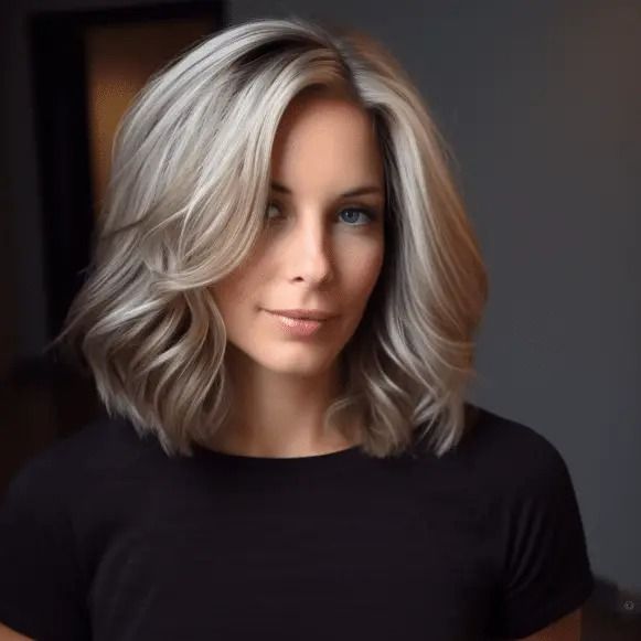 Sloppy Grey Lob with Choppy Layers