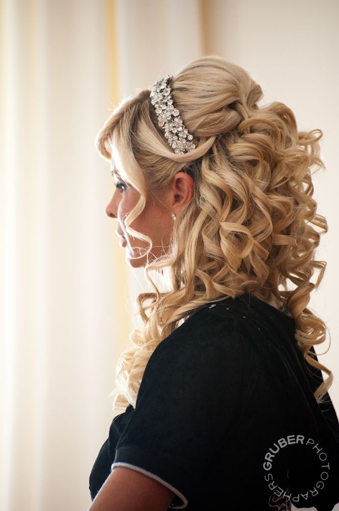  Soft curls with jeweled headband