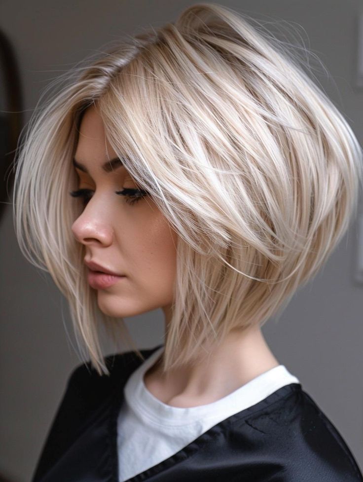 Stacked Grey Bob for Added Volume