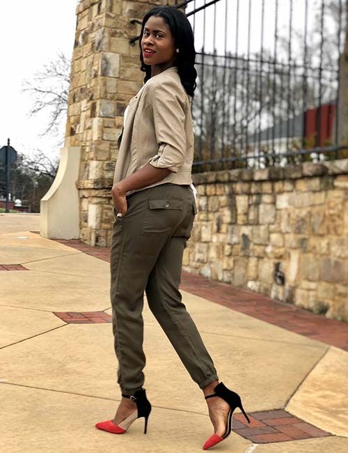 Tan and forest green for fall looks.