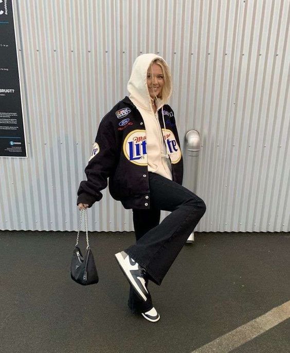 "Cool varsity jackets worn with joggers for a sporty yet stylish outfit."