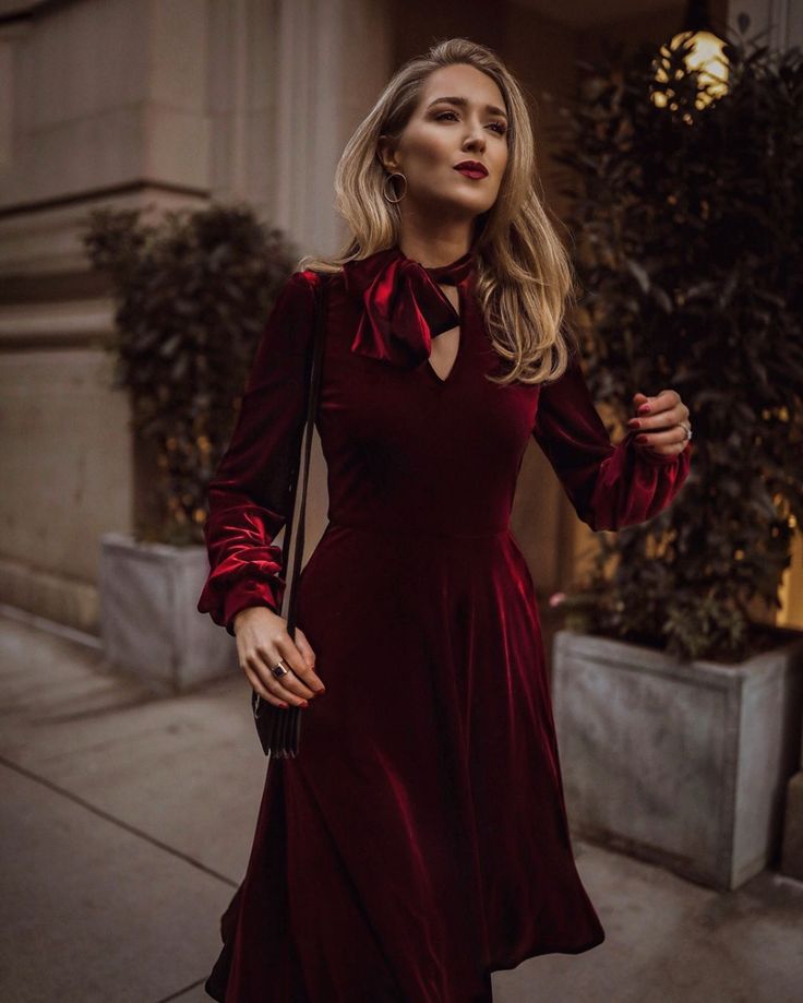 Elegant velvet dresses paired with bowties.