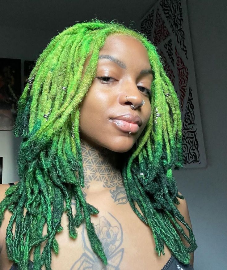 Bright Green Locs for Boldness
