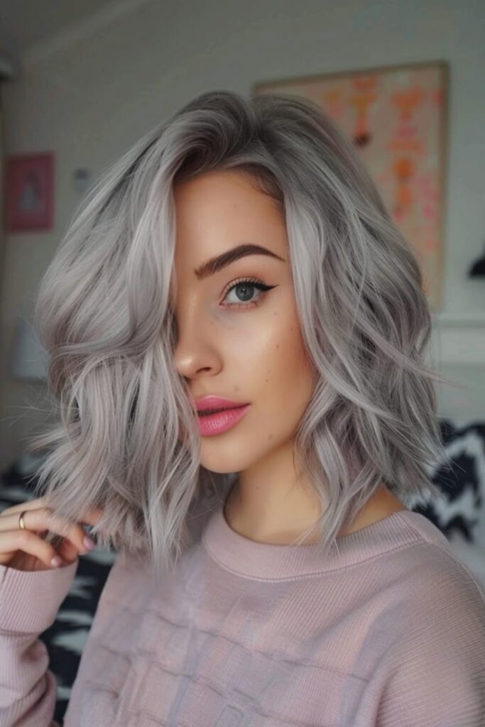 Soft Ombre Grey Bob Hair
